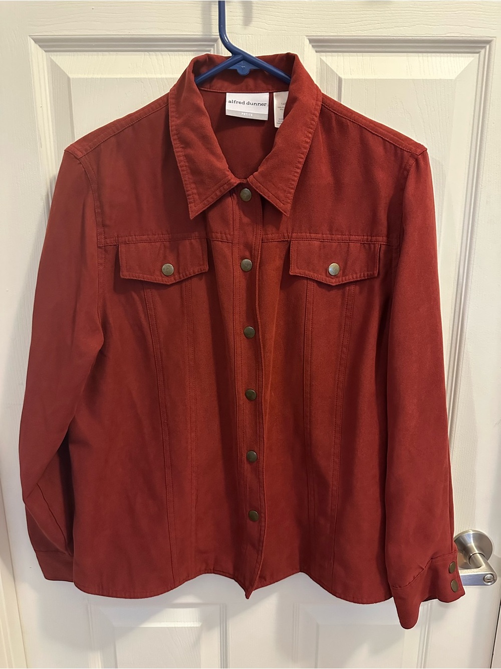 Alfred Dunner Burnt Orange Button-Front Jean Jacket